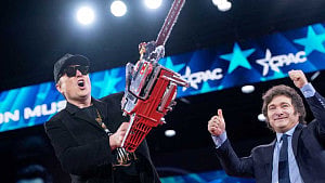 Elon Musk wields chainsaw at conservative gathering