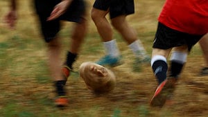 Franco head replica on football pitch at Spanish festival