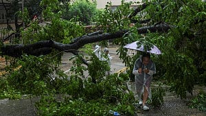 Typhoon rains batter Hong Kong