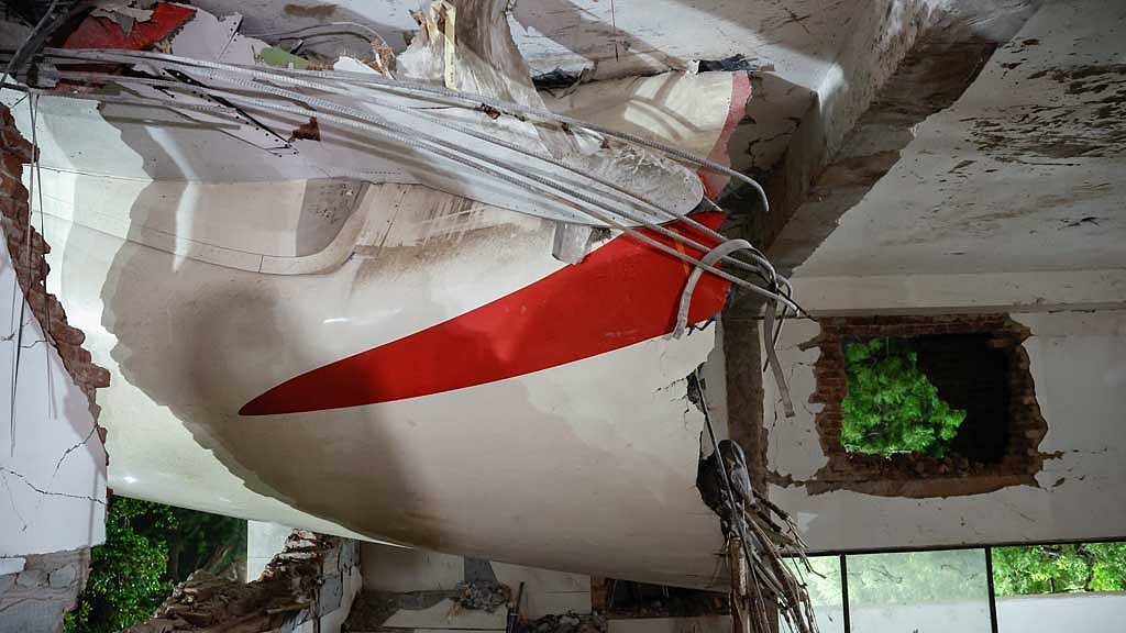 A view shows debris at the crash site after an Air India aircraft, bound for London's Gatwick Airport, crashed during take-off from an airport in Ahmedabad, India June 12, 2025. REUTERS