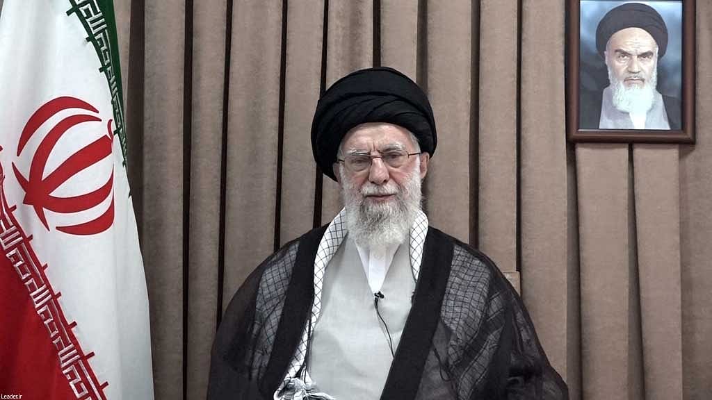 Iran's Supreme Leader Ayatollah Ali Khamenei speaks in a televised message following the Israeli strikes, in Tehran, Iran, June 18, 2025. Office of the Iranian Supreme Leader/WANA (West Asia News Agency)/Handout via REUTERS