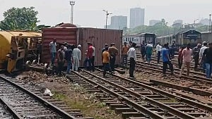 Freight train derails at Kamalapur Railway Station