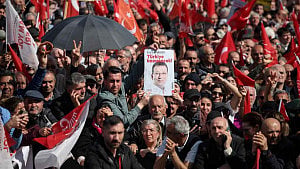 Large crowds rally in Istanbul over jailing of Erdogan's rival