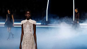Maria Grazia Chiuri shows ruffled looks for Dior's Fashion Week outing
