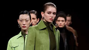 Hermes shows slick leather ensembles on dirt runway