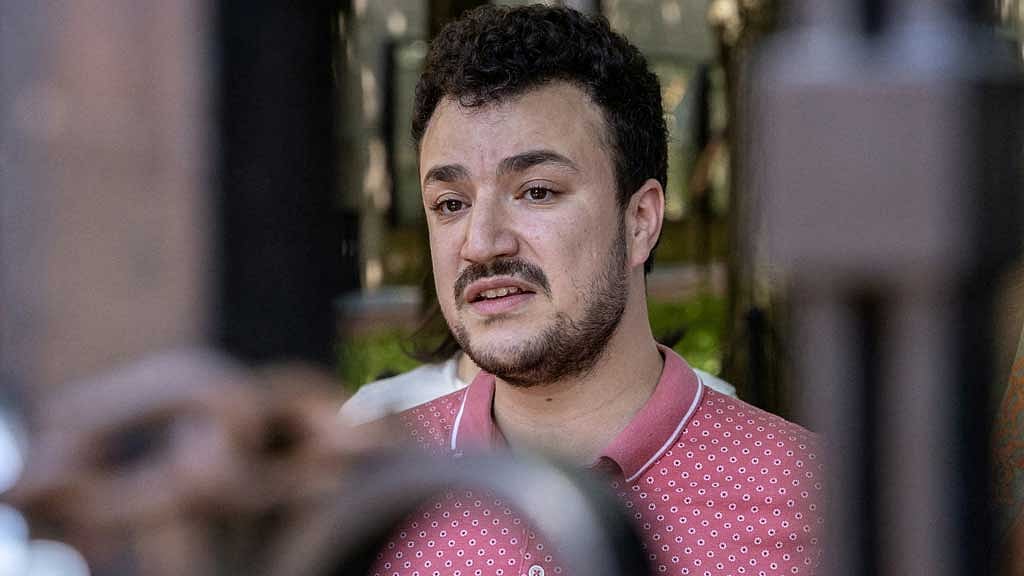 Mahmoud Khalil speaks to members of media about the Revolt for Rafah encampment at Columbia University during the ongoing conflict between Israel and the Palestinian Islamist group Hamas in Gaza, in New York City, US, Jun 1, 2024. REUTERS/Jeenah Moon