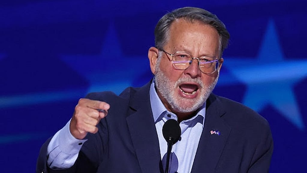 US Senator Gary Peters (D-MI) speaks during Day 2 of the Democratic National Convention (DNC) in Chicago, Illinois, US, Aug 20, 2024. REUTERS/Mike Segar/File Photo