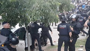 Thirteen hurt when car plows into crowd after match in Barcelona