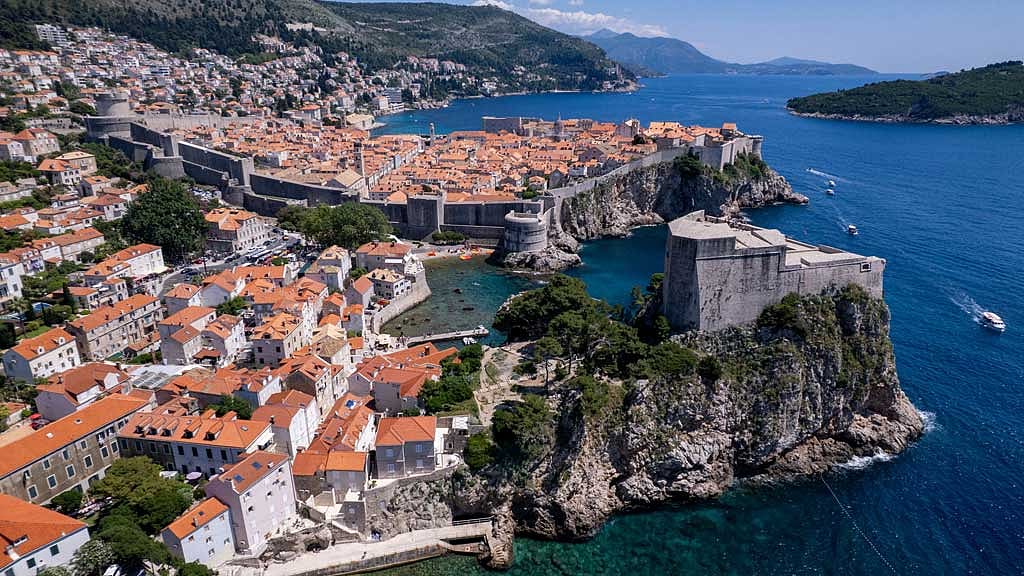 A drone view shows a general view of Dubrovnik old town, Croatia, May 14, 2025. REUTERS/Antonio Bronic
