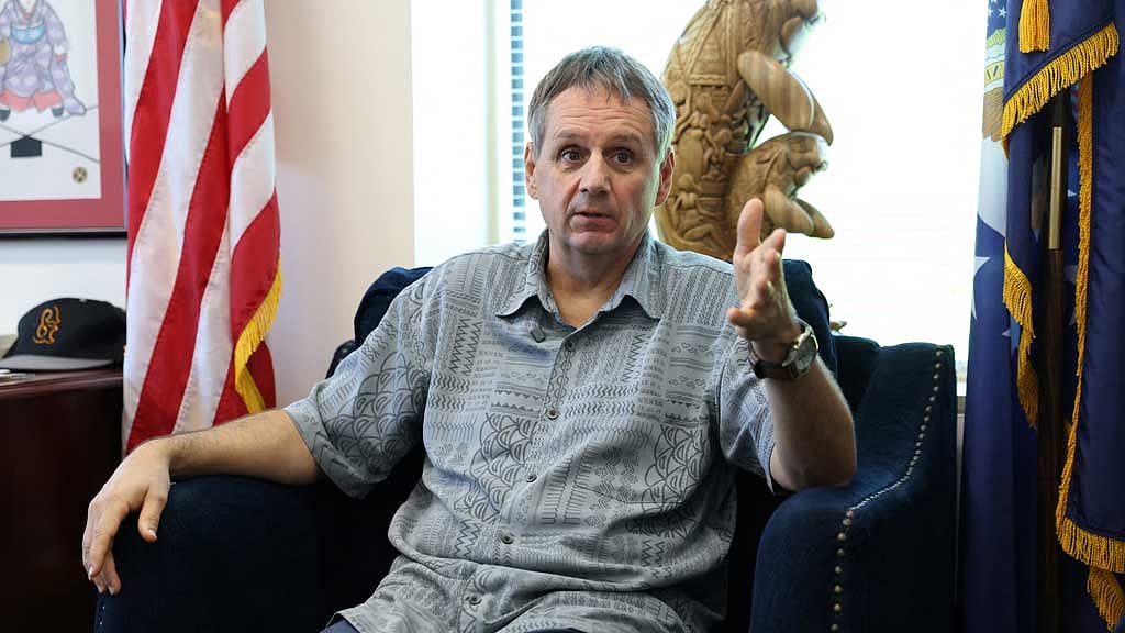 Joel Ehrendreich, the US ambassador to Palau, reacts during an interview at the Embassy of the United States in Airai, Palau, April 8, 2025. REUTERS