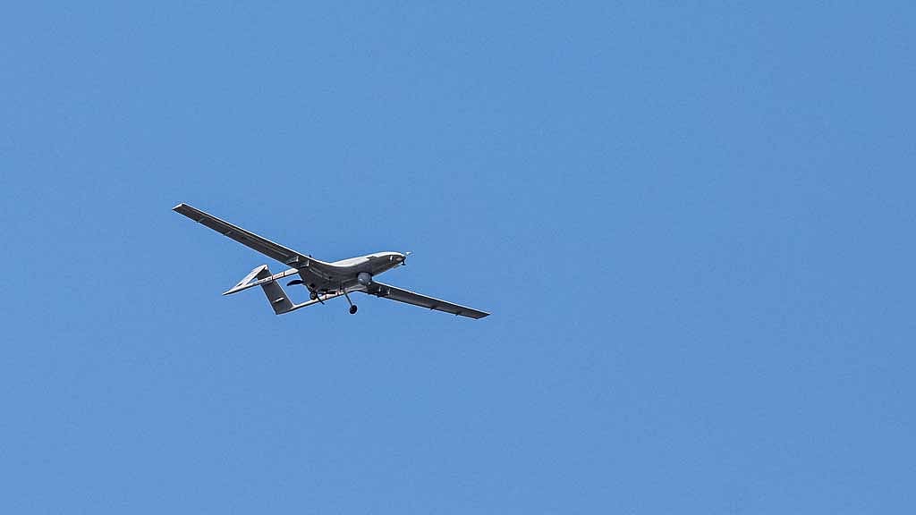 FILE PHOTO: A Bayraktar TB2 unmanned combat aerial vehicle is seen during a demonstration flight at Teknofest aerospace and technology festival in Baku, Azerbaijan, May 27, 2022. REUTERS