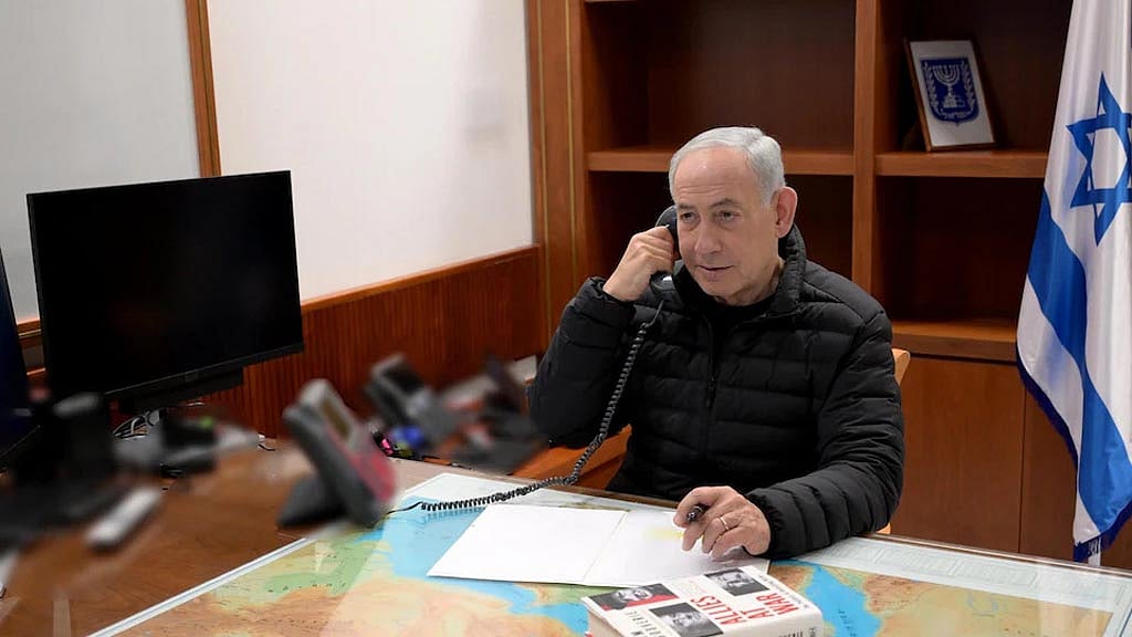 Benjamin Netanyahu in conversation with US. Photo: X
