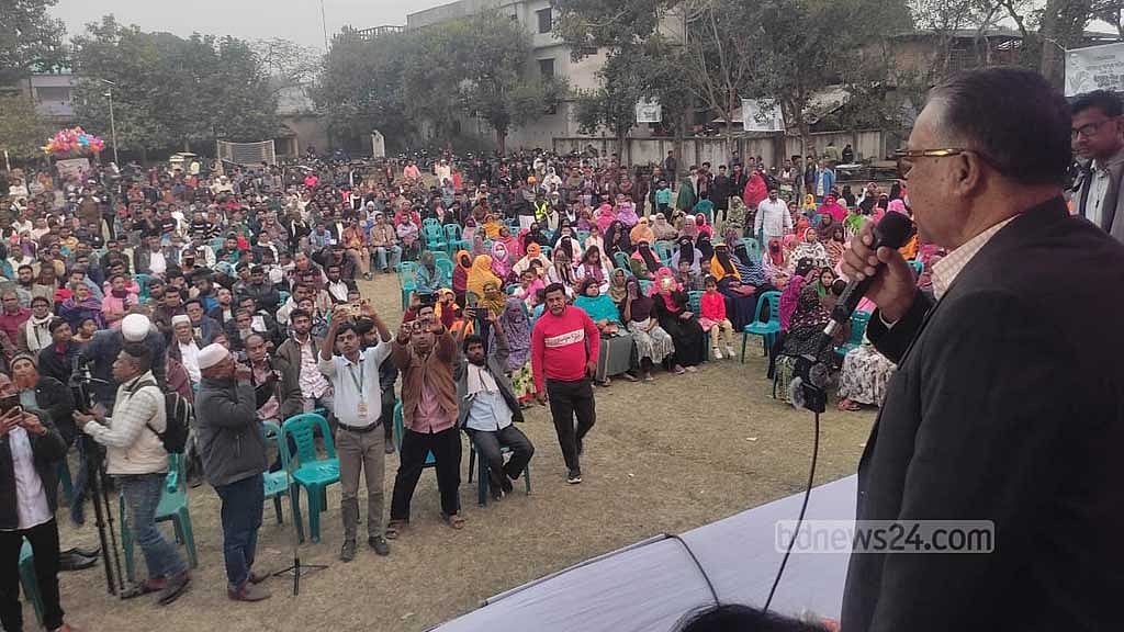 BNP candidate Abdur Rauf addresses voters in Satkhira-2.  