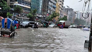 Naya Paltan road submerged in waist-deep water