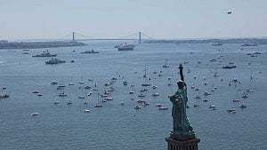 'Political' banners force ship from US parade