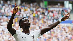 Hat-trick hero Saka lifts England