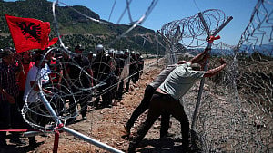 Protesters tear down Albanian development site fences