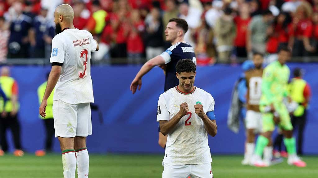 Morocco captain Achraf Hakimi after the final whistle in the FIFA World Cup 2026 Group C match against Scotland in Foxborough, US, Jun 19, 2026. Reuters/Paul Rutherford