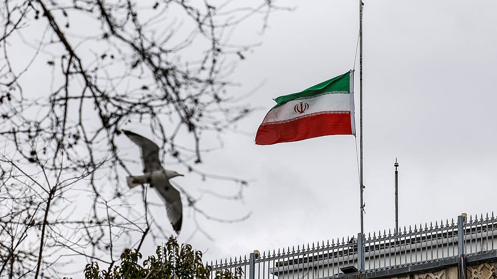 Iran's national flag is lowered to half‑mast at the Iranian consulate after Iran's Supreme Leader Ayatollah Ali Khamenei was killed in joint Israeli and US strikes on Saturday, in Istanbul, Turkey, Mar 1, 2026. REUTERS