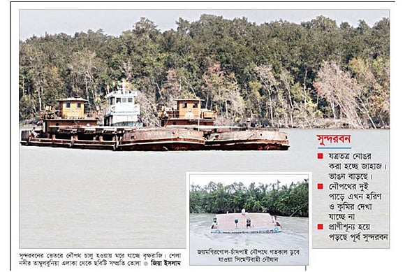 সুন্দরবনের মধ্য দিয়ে জাহাজ চলাচলের ফলাফল 