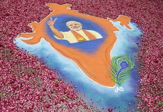 প্রতিযোগিতায় ক্ষমতাসীন ভারতীয় জাতীয় কংগ্রেস নেতৃত্বাধীন জোট থেকে মোদির বিজেপিই সবচেয়ে এগিয়ে ছিল 