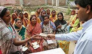 Bangladeshi women at a microcredit bank meeting 