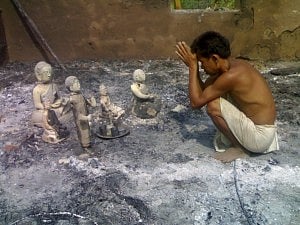 Buddha Statues burnt down to ashes in Guimarah of Ramgarh Upazilla under Khagrachari district, Chittagong Hill Tracts. 