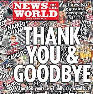 The last edition of the News of the World. Photo: Reuters 