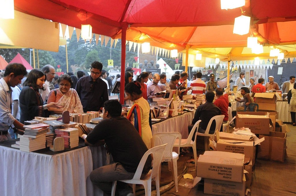 Visitors at a stall in Hay Festival 2014  