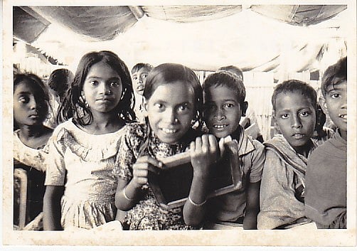 Bangladesh refugee children enjoying their camp school, 1971. Photo: Manabendra Mandal. 