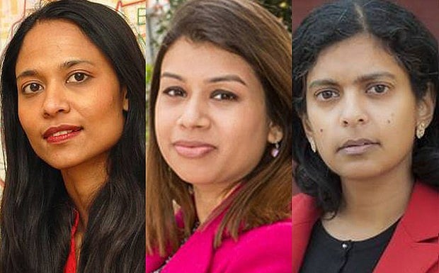 Pictured L to R: Rushanara Ali, Tulip Siddiq, and Rupa Huq. (File Photo) 