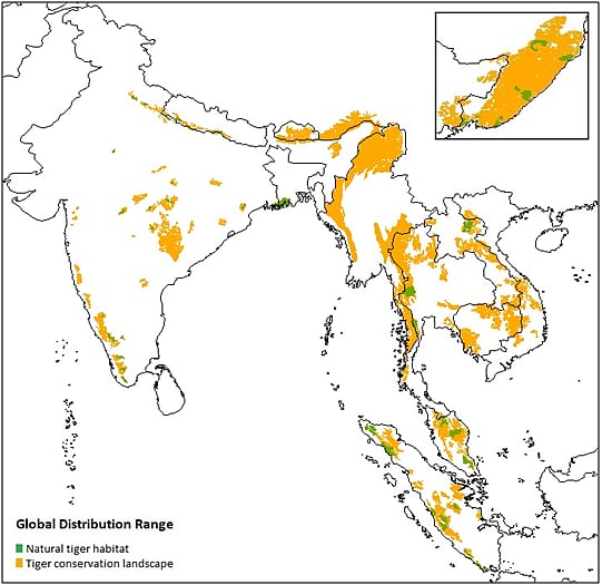 Figure. Global distribution of tigers (Source: IUCN) 