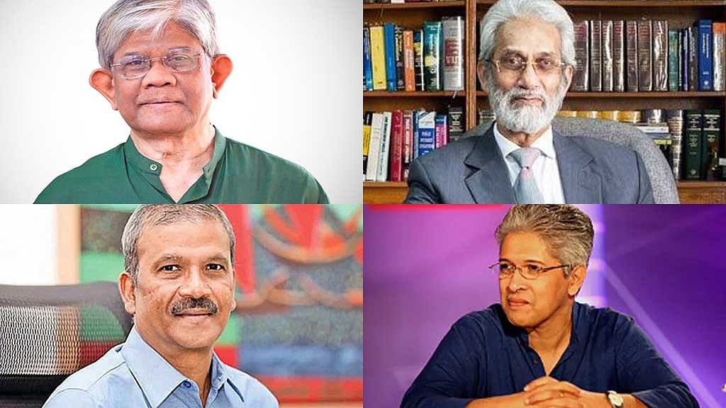 অন্তর্বর্তী সরকারের চার উপদেষ্টা সালেহউদ্দিন আহমেদ, এ এফ হাসান আরিফ, আসিফ নজরুল ও আদিলুর রহমান।