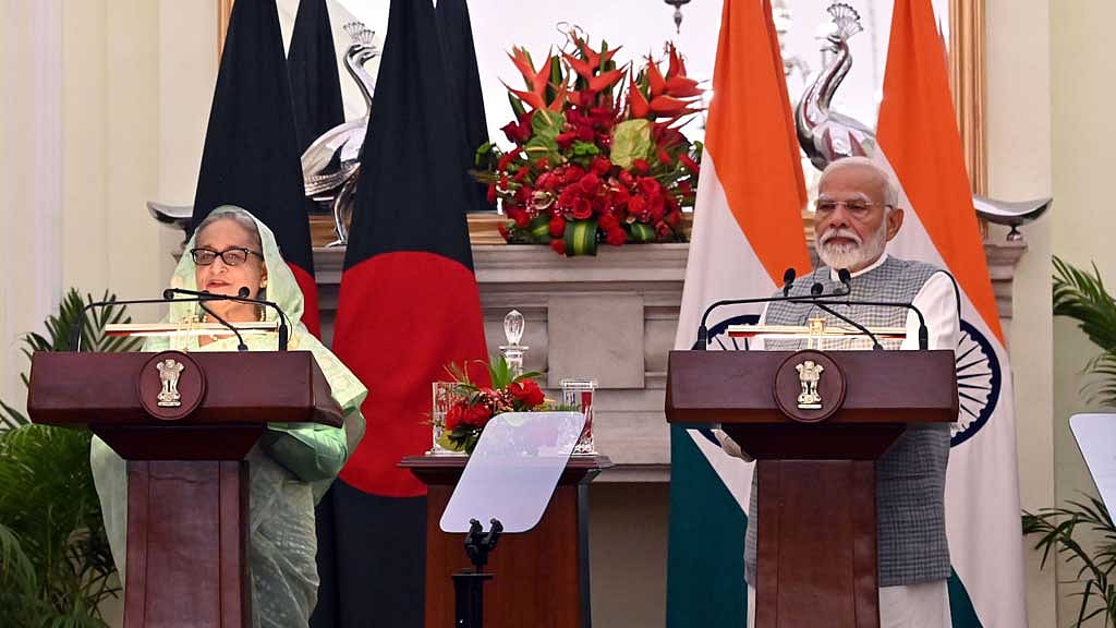 Prime Minister Sheikh Hasina and her Indian counterpart Narendra Modi held a joint press conference in New Delhi on Saturday, Jun 22, 2024.