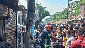 Fire guts 17 shops in Chandpur