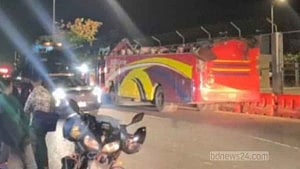 The top of a bus was torn off, but the driver refused to stop