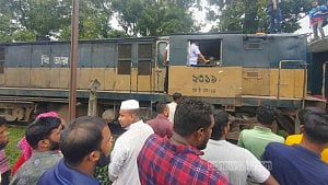 Commuter train engine catches fire in Mymensingh