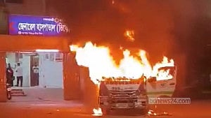 2 burnt as ambulance bursts into flames in Narayanganj