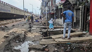 The Dolair Par-Jatrabari road lies in ruins