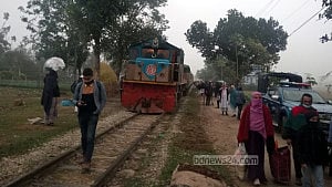 Train derails after rail tracks removed in Gafargaon