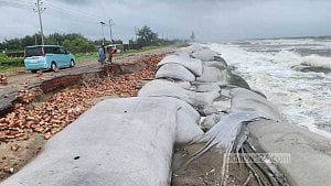 Tidal surge damages Teknaf’s Marine Drive again