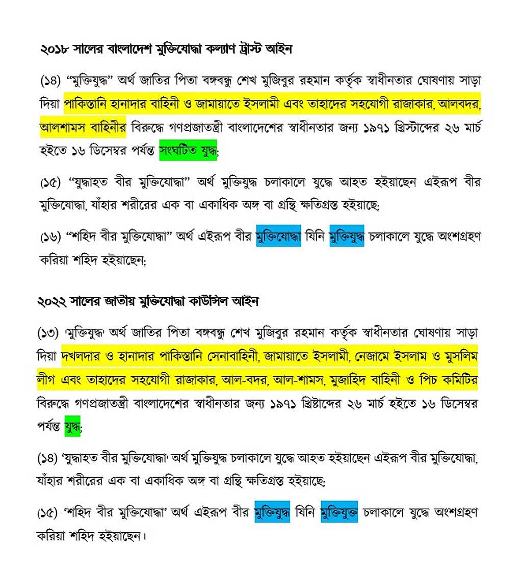 মুক্তিযুদ্ধের সংজ্ঞায়ন