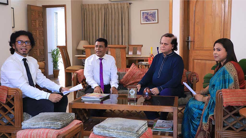 ম্যাগাজিন অনুষ্ঠান 'পাঁচফোড়নের' দৃশ্য। ছবি: ফাগুন অডিও ভিশনের সৌজন্যে। 