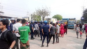 Food factory workers protest for back pay in Gazipur