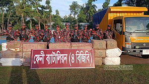ফেনী সীমান্তে চোরাইপথে আনা ভারতীয় পণ্য জব্দ