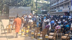 Hasina verdict being shown on big screen at TSC