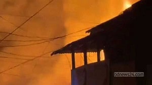 Fire guts 15 shops in Lakshmipur