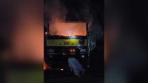 Parked cover van set on fire in Mymensingh
