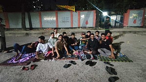 Dhaka Polytechnic students spend night outdoors after quake