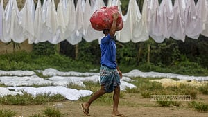 Drying clothes occupy Alia madrasa court